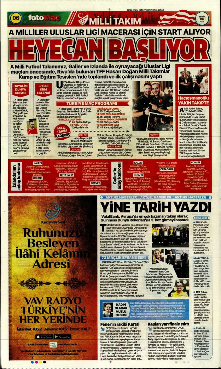 "100 milyon euroluk golcü" (3 Eylül 2024 spor manşetleri) 14