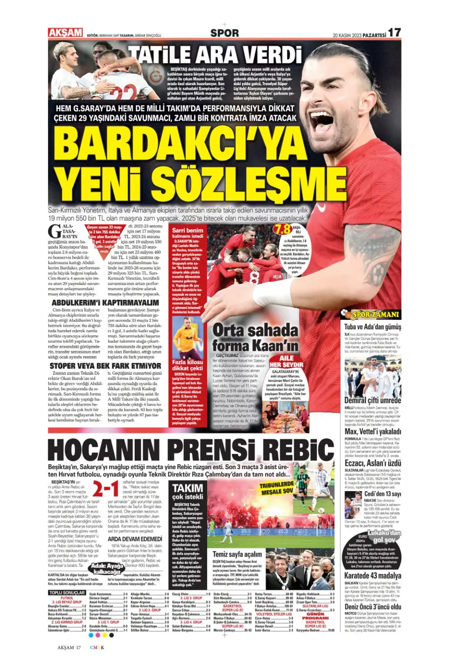 "Salih Özcan harekatı" (20 Kasım 2023 spor manşetleri) 1 "Salih Özcan harekatı" (20 Kasım 2023 spor manşetleri) 1