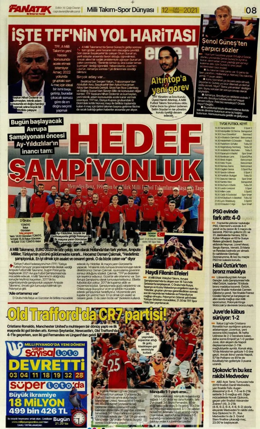 Günün spor manşetleri (12 Eylül 2021) 1 Günün spor manşetleri (12 Eylül 2021) 1