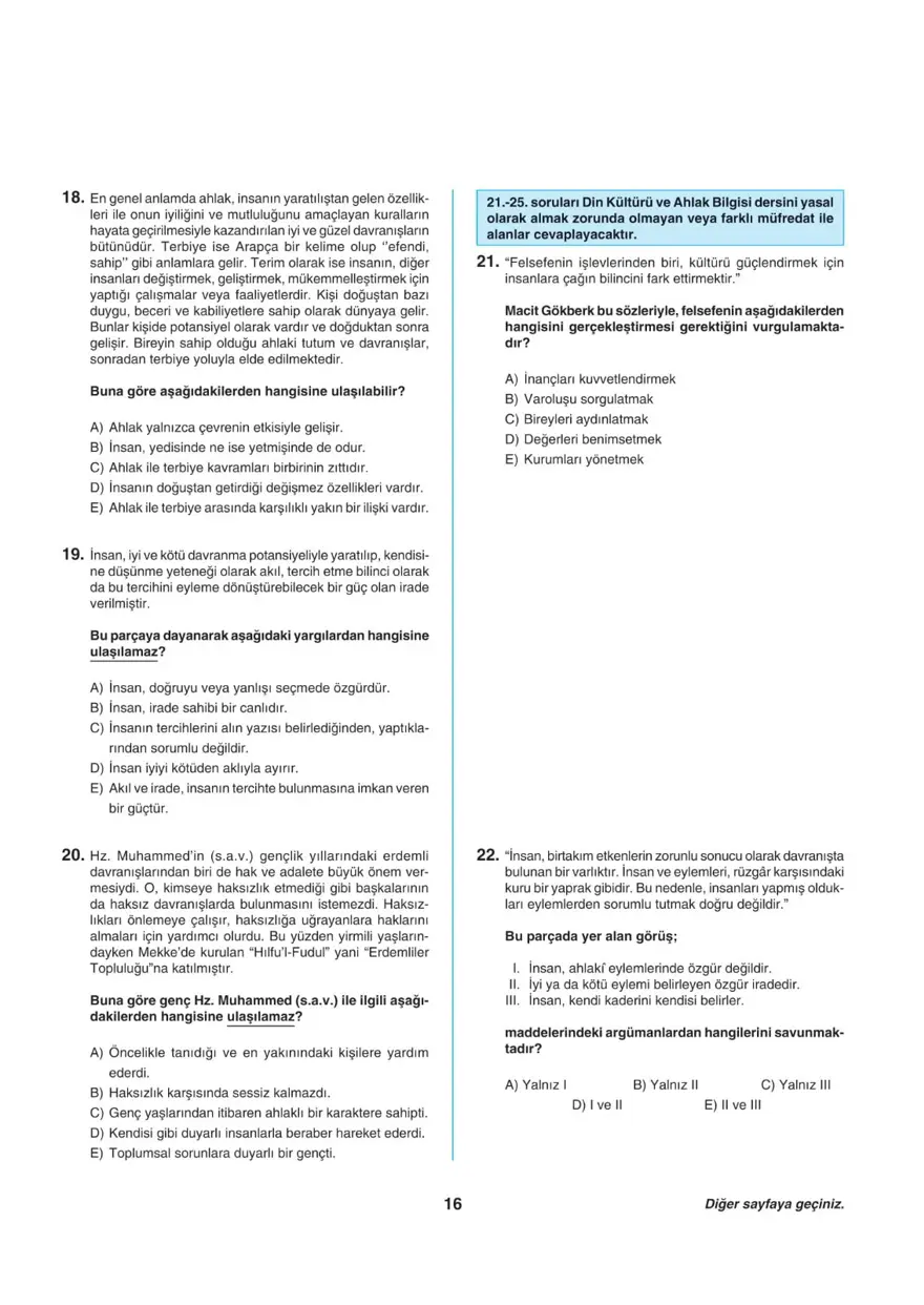 Uğur Okulları TYT -2 deneme sınavı 15