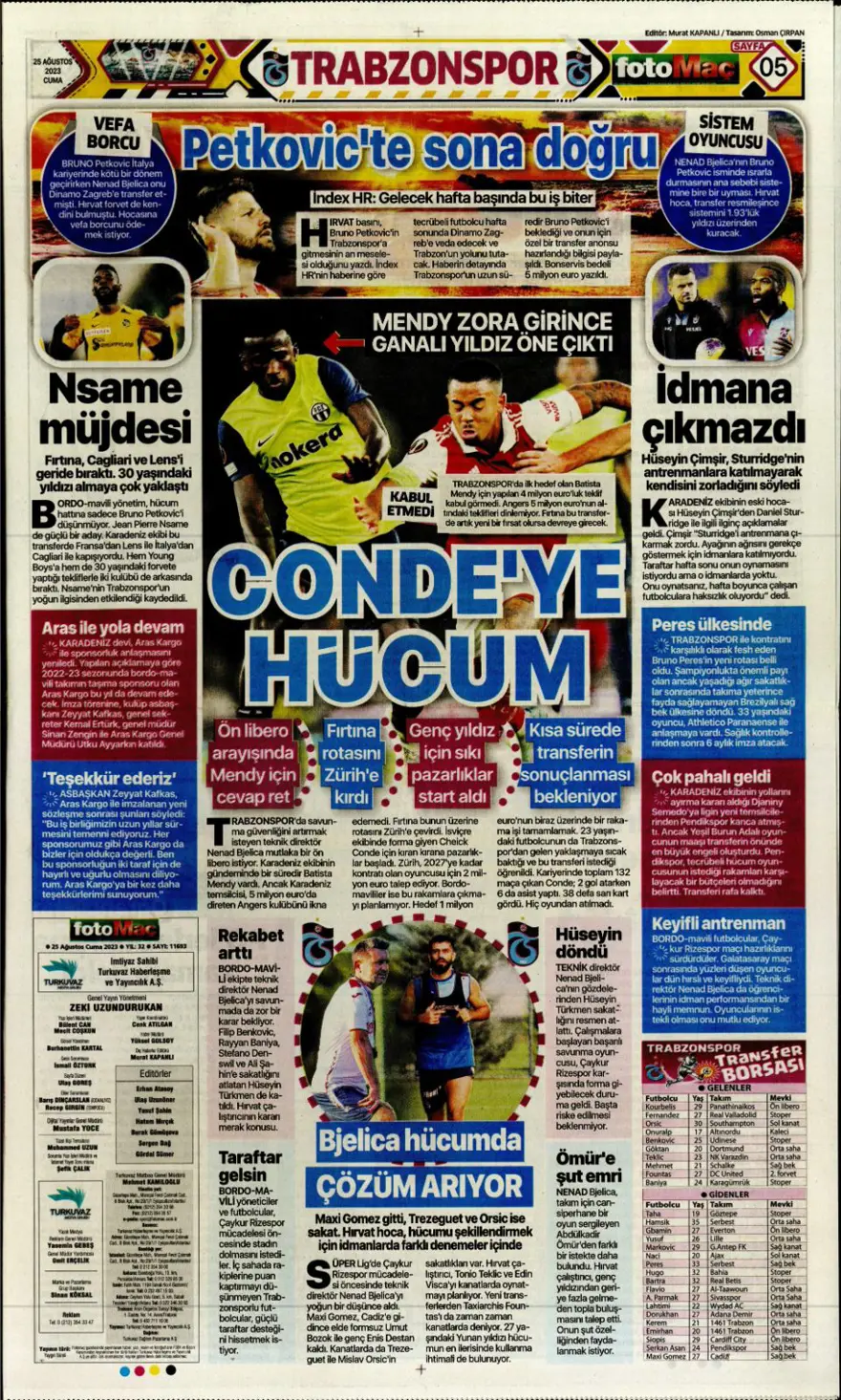 "Aslan'da son aday Salih Özcan" (25 Ağustos 2023 spor manşetleri) 5