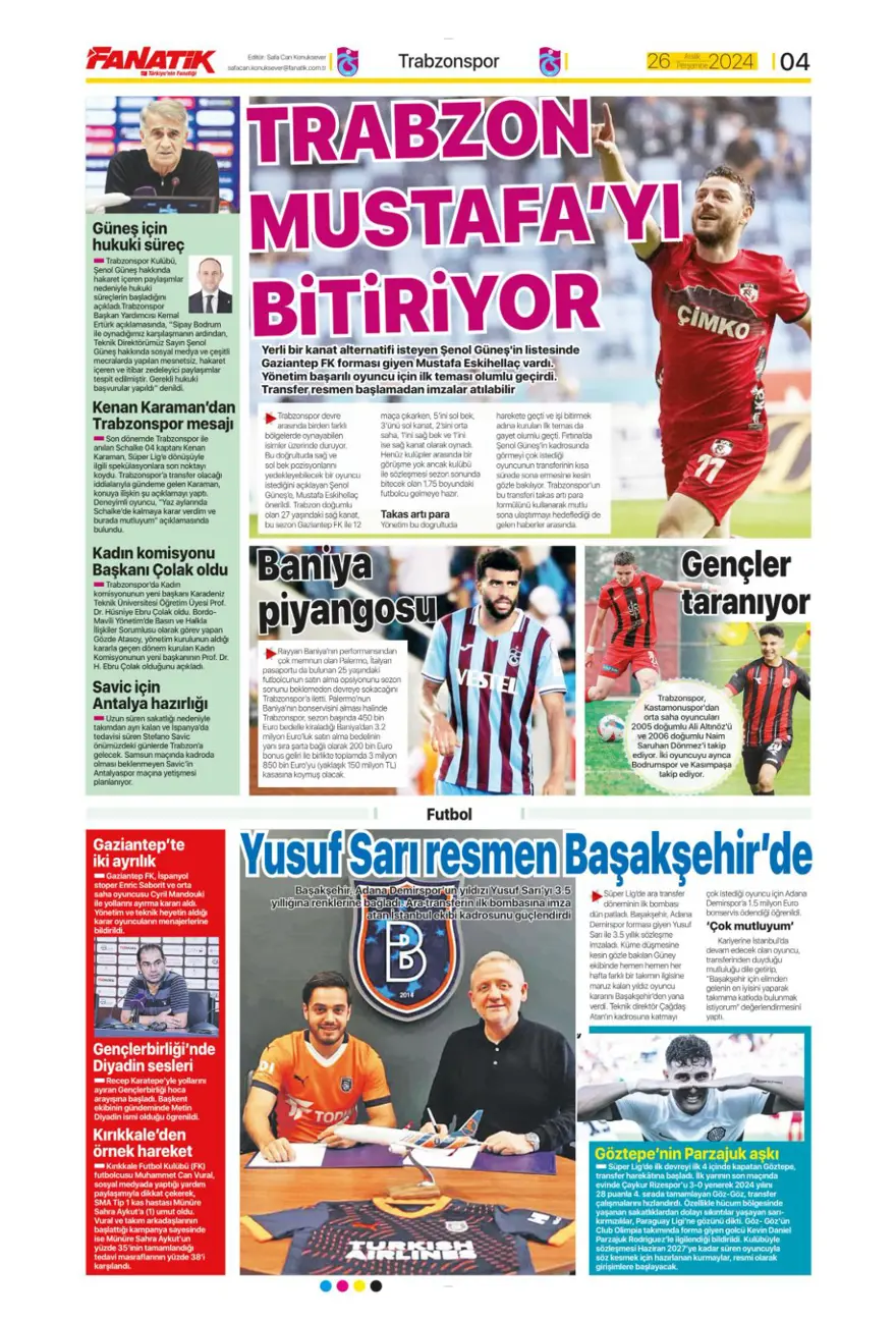 "Aslan'dan dev harekat" (26 Aralık 2024 spor manşetleri) 6