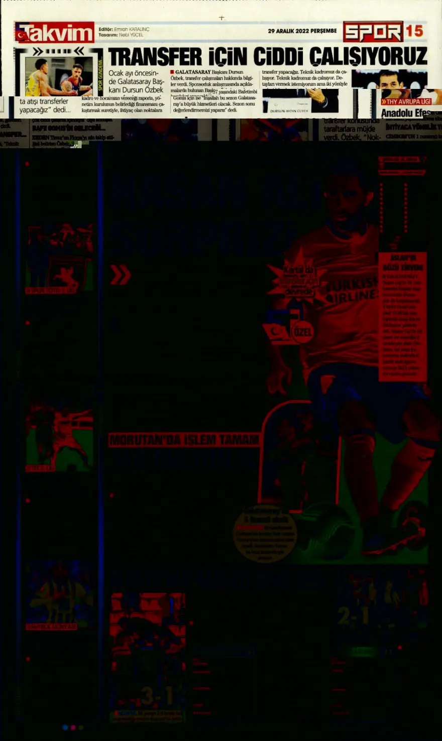 Günün spor manşetleri (29 Aralık 2022) 13