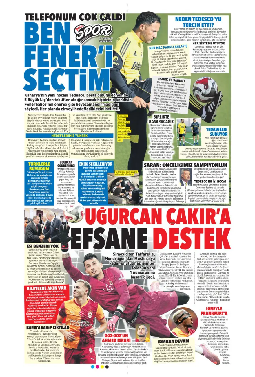 "Aslan'a yeni Mertens" (11 Eylül spor manşetleri) 14