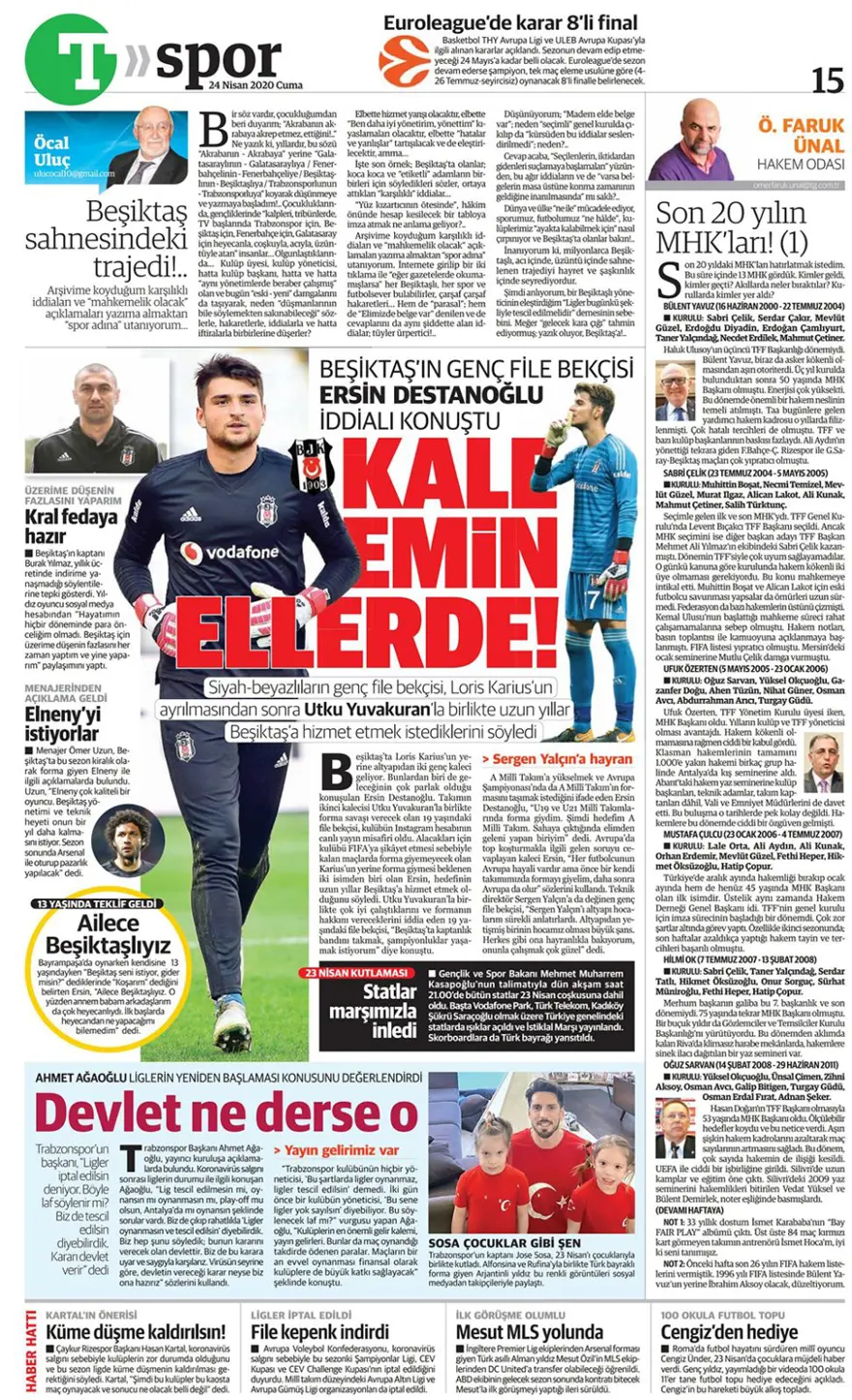 Günün spor manşetleri (24 Nisan 2020) 11