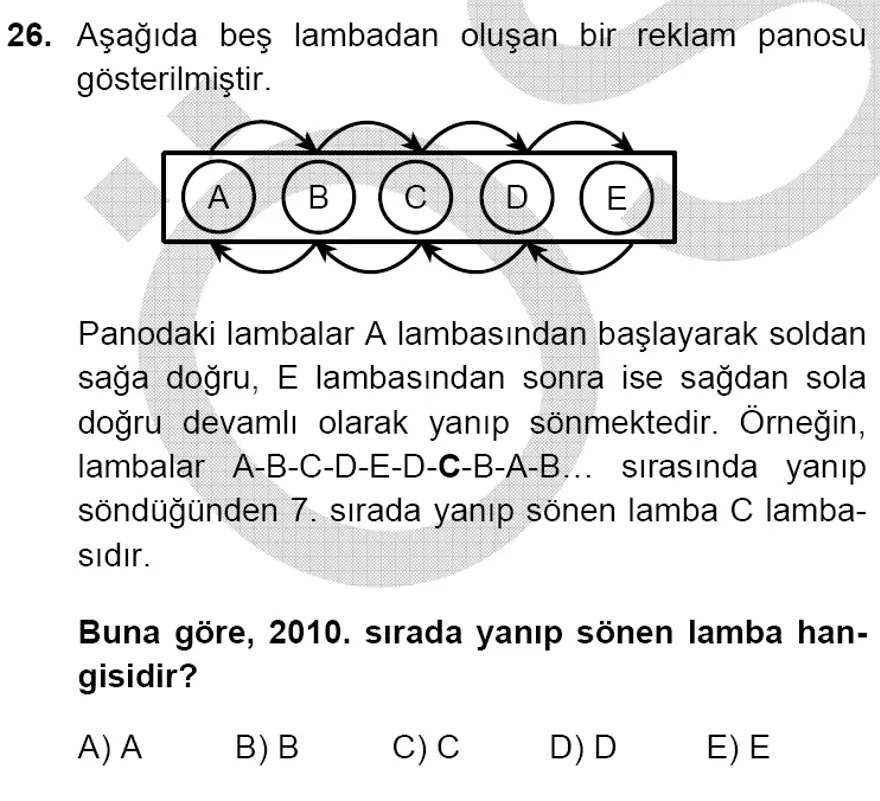 YGS Matematik soruları ve yanıtları 25