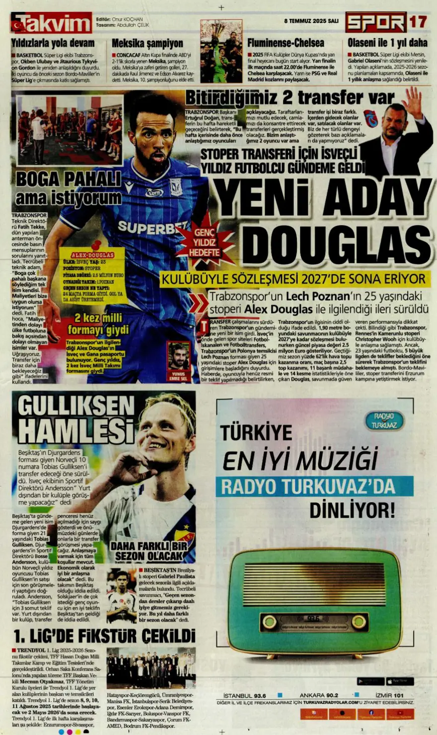 "100 milyon euro paniği" (8 Temmuz 2025 spor manşetleri) 20