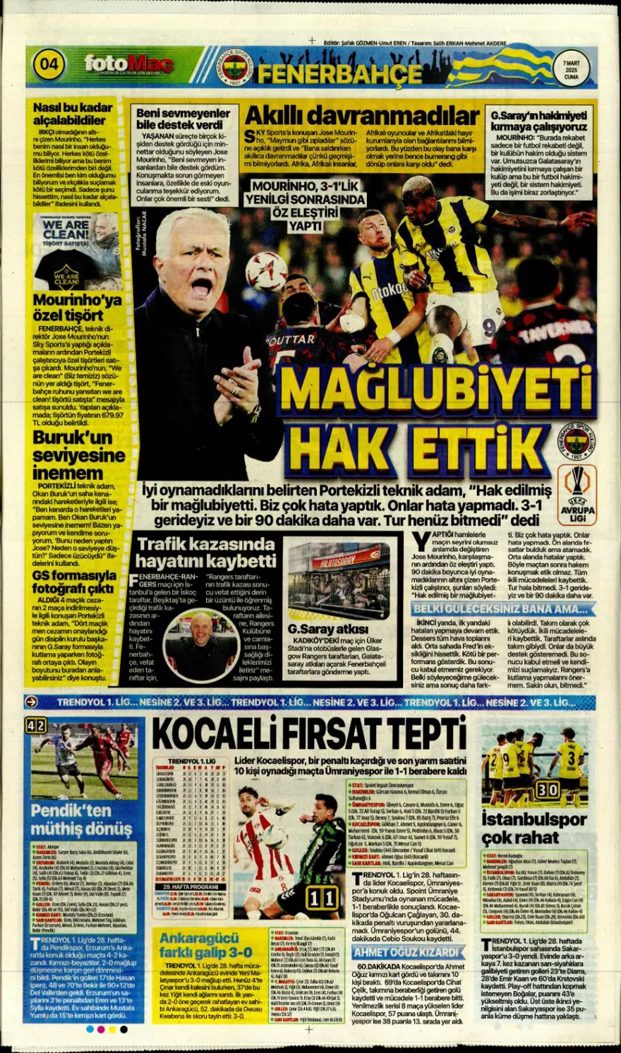 "Turu zora soktu" (7 Mart 2025 spor manşetleri) 3