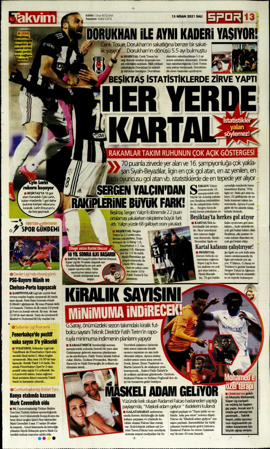 Günün spor manşetleri (13 Nisan 2021) 11