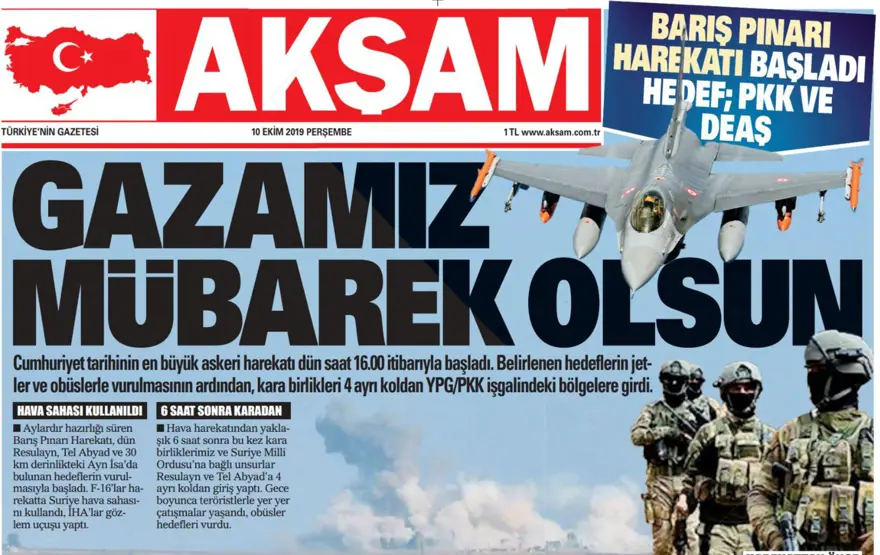 Barış Pınarı Harekatı manşetlerde 12