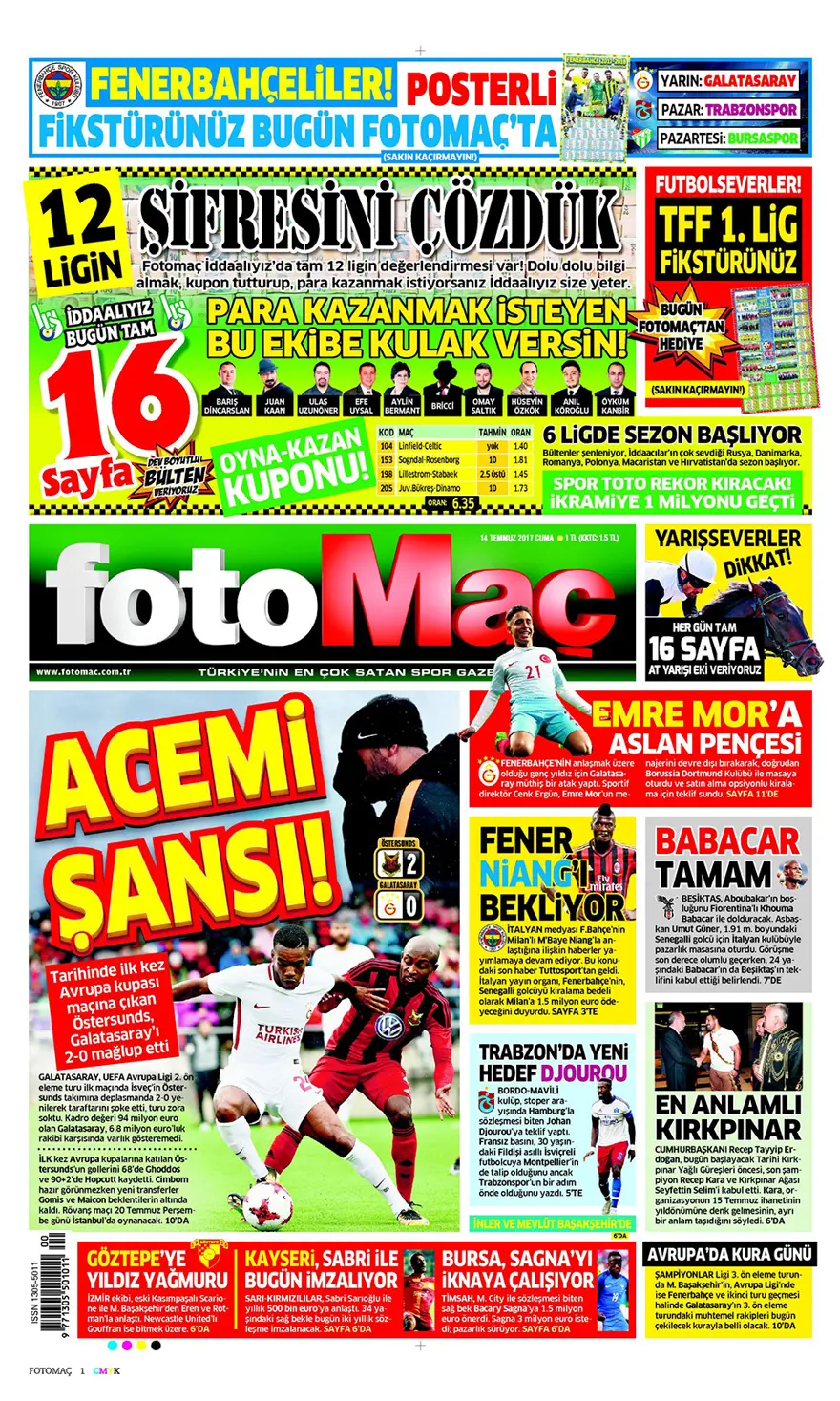 Günün gazete manşetleri - 14 Temmuz 2017 18