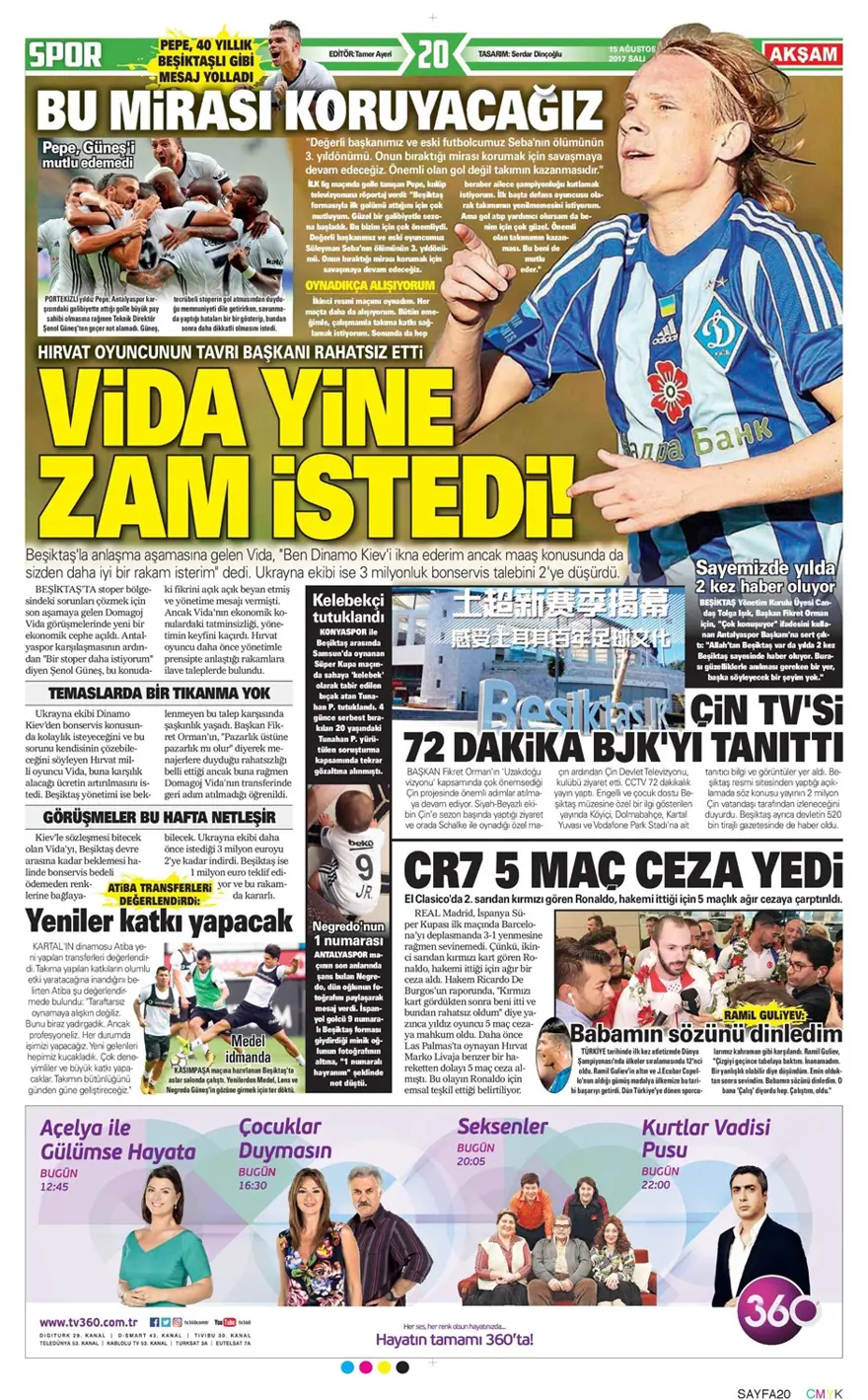 Günün spor gazeteleri (Transfer haberleri - 15 Ağustos 2017) 9 Günün spor gazeteleri (Transfer haberleri - 15 Ağustos 2017) 9