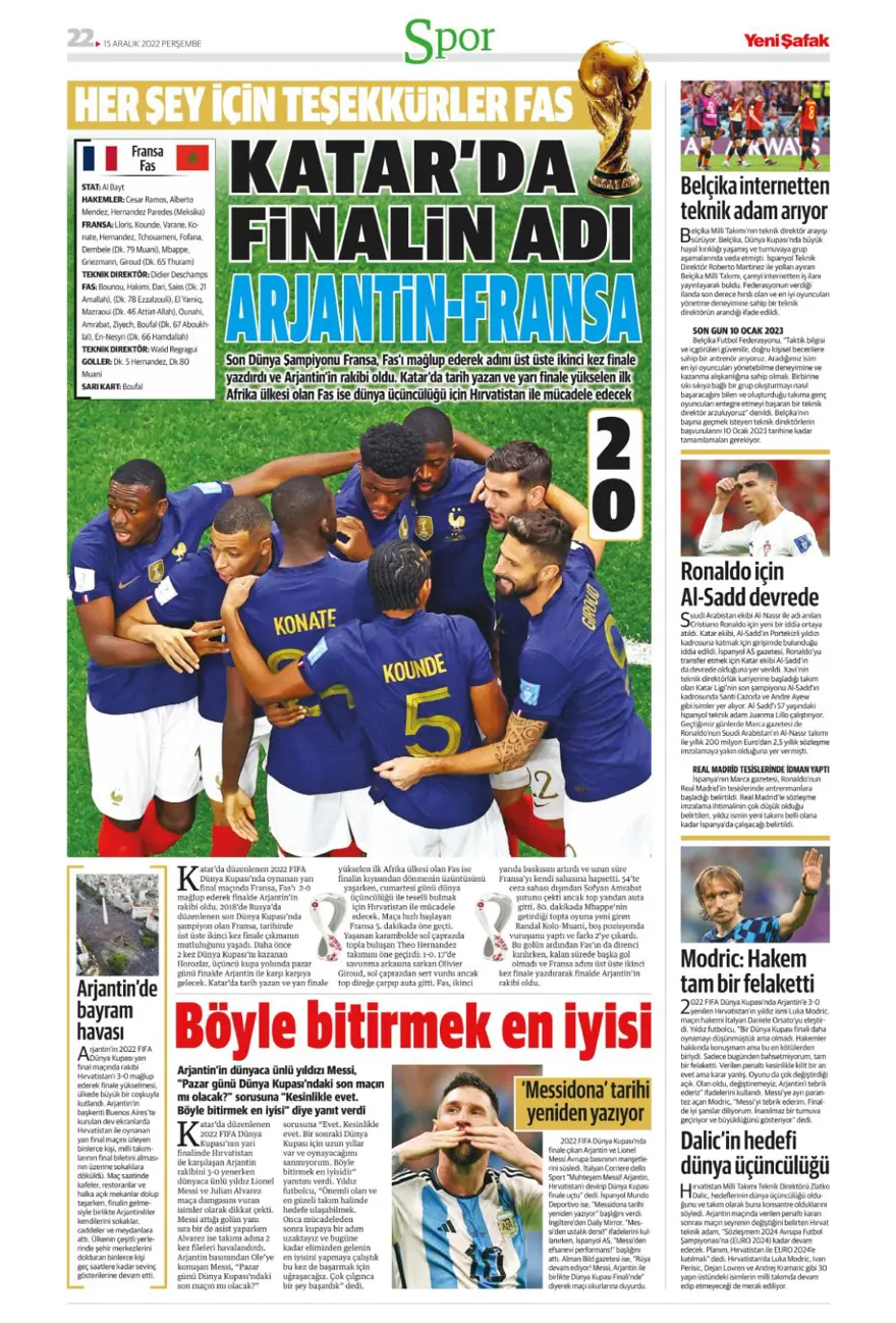 Günün spor manşetleri (15 Aralık 2022) 16 Günün spor manşetleri (15 Aralık 2022) 16