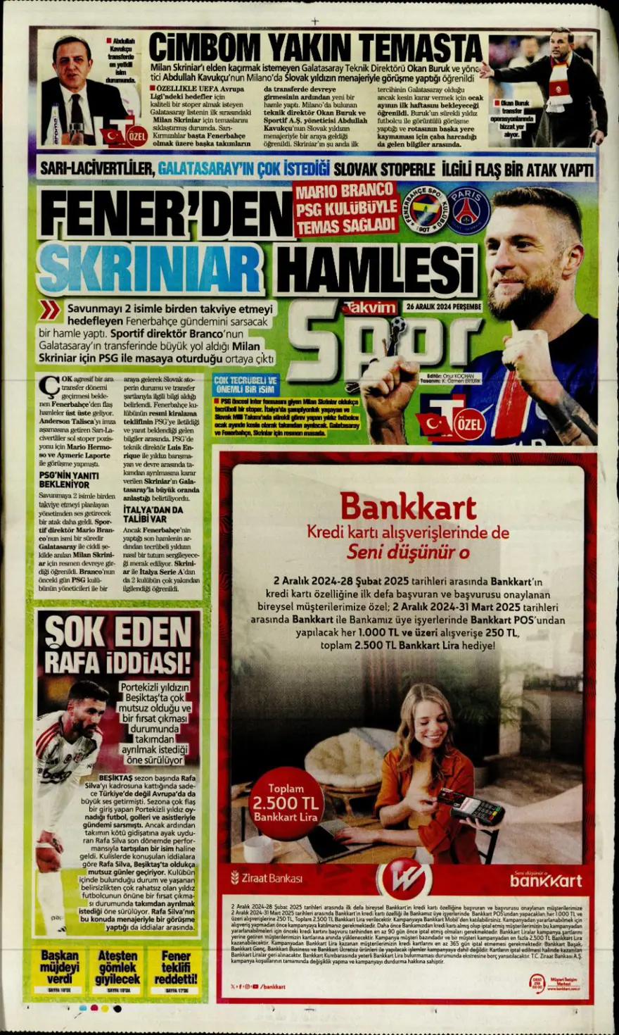 "Aslan'dan dev harekat" (26 Aralık 2024 spor manşetleri) 24