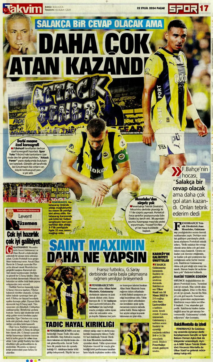 "Kadıköy Aslan'ı Galatasaray" (22 Eylül 2024 spor manşetleri) 26