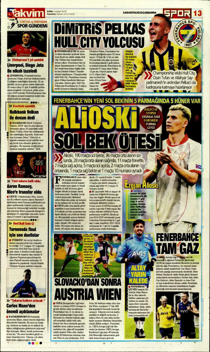 Günün spor manşetleri (3 Ağustos 2022) 13