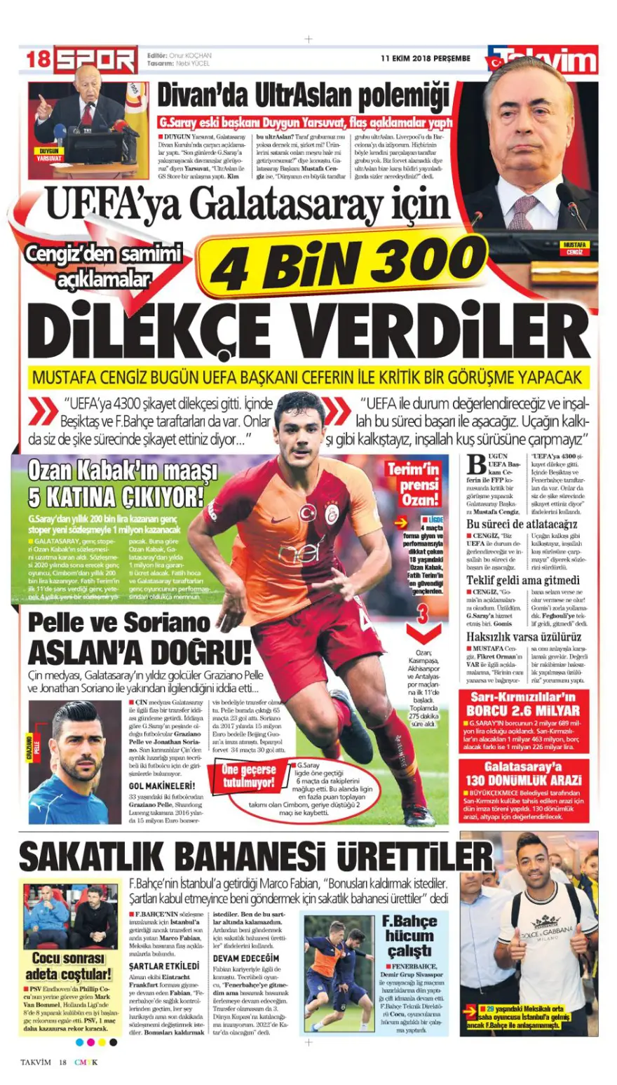 Günün spor manşetleri (11 Ekim 2018) 13