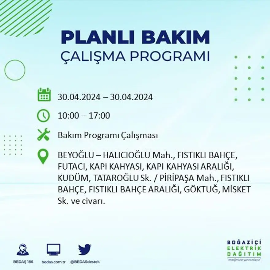 İstanbul'un 23 ilçesinde elektrik kesintisi: Elektrikler ne zaman gelecek? (30 Nisan tarihli BEDAŞ kesinti programı) 25