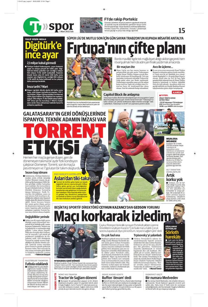 Günün spor manşetleri (1 Mart 2022) 16