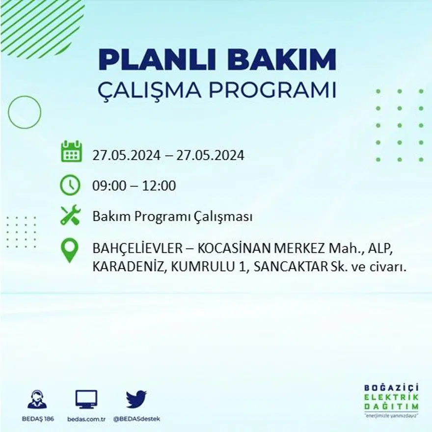 İstanbul'un 21 ilçesinde elektrik kesintisi: Elektrikler ne zaman gelecek? (27 Mayıs BEDAŞ kesinti programı) 13