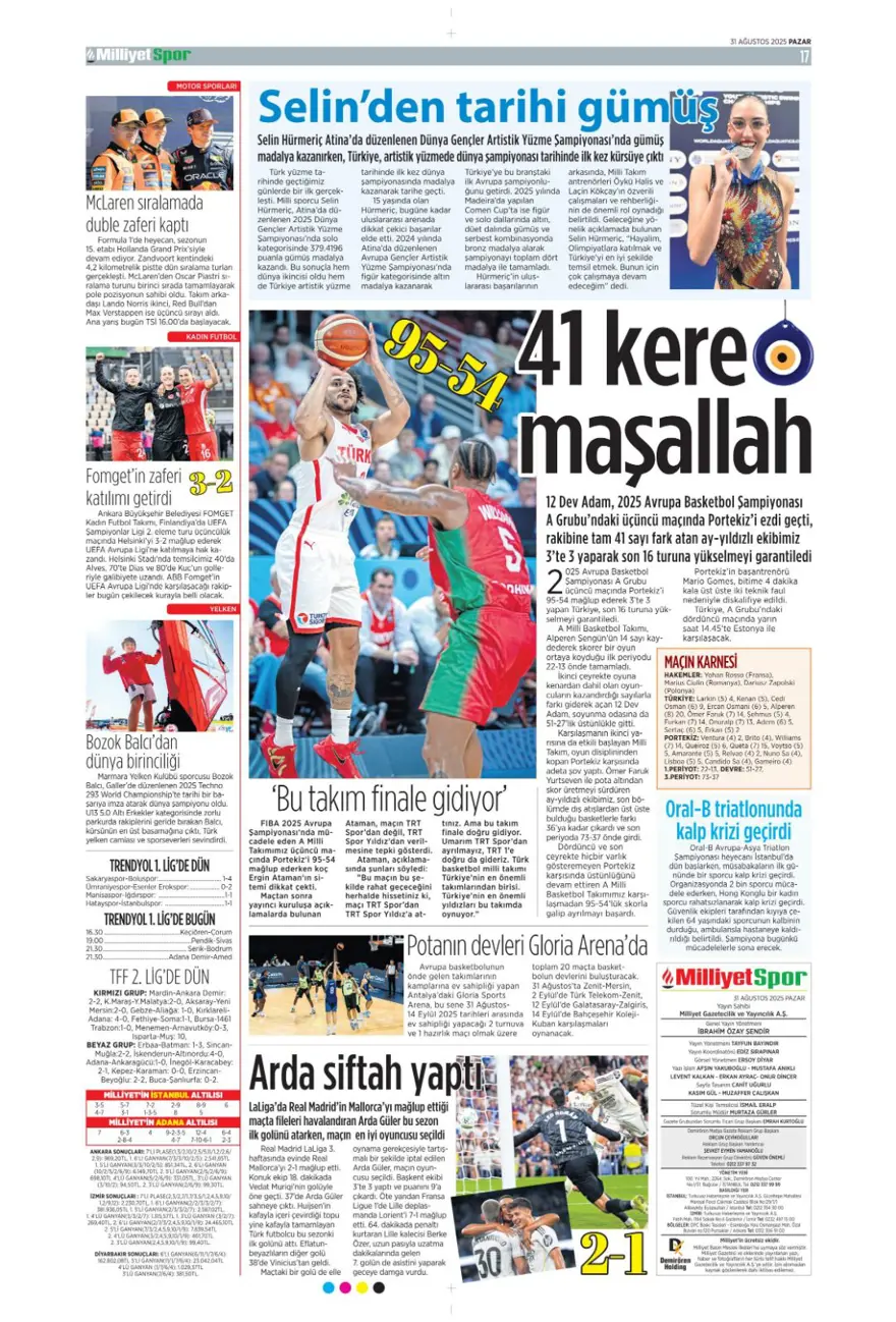 "Ya Kartal ya Schmidt" (31 Ağustos spor manşetleri) 9