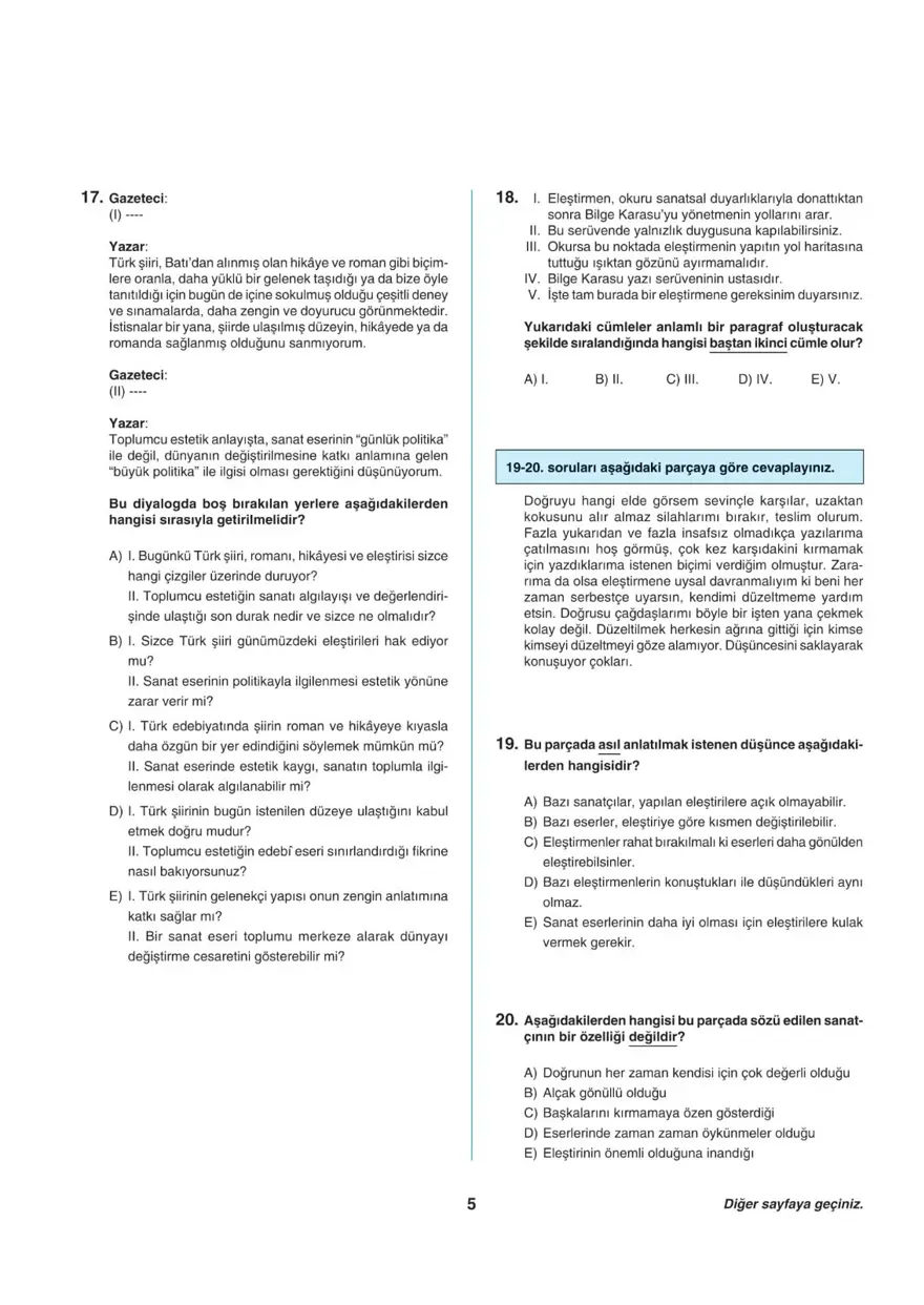 Uğur Okulları TYT -1 deneme sınavı 4