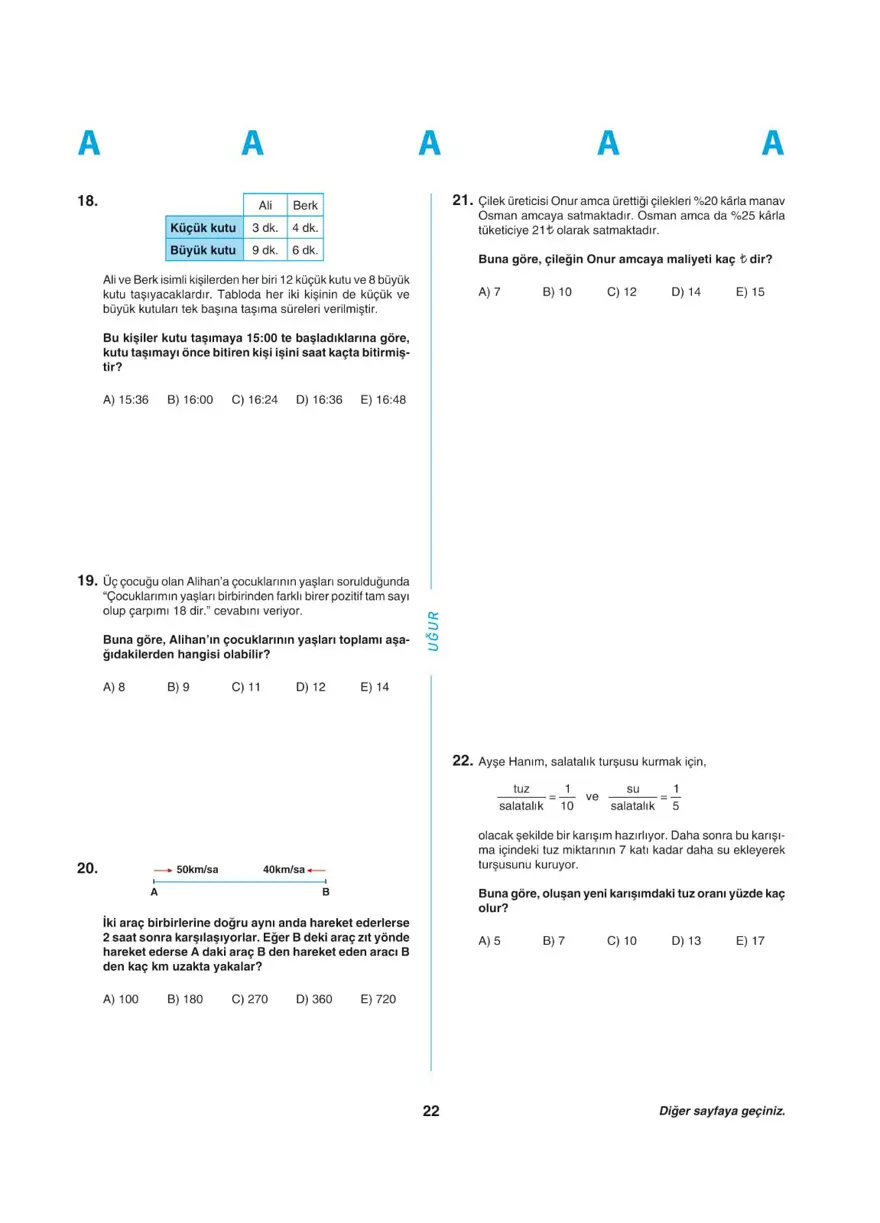 Uğur Okulları YKS - TYT deneme sınavı 21