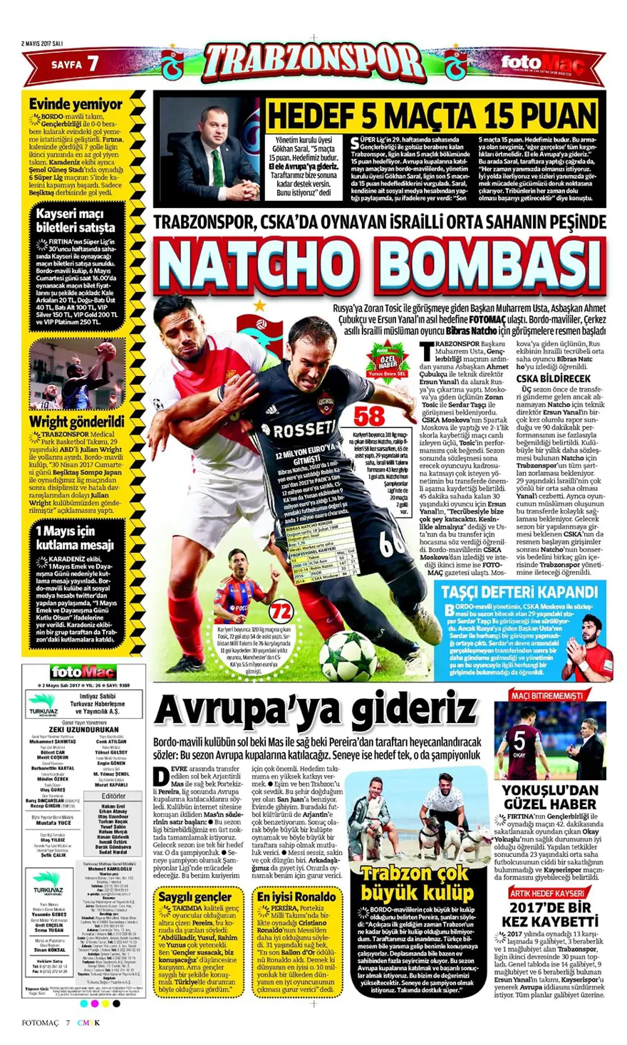 Günün spor manşetleri (2 Mayıs 2017) 6