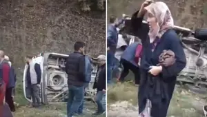 Bursa'da yolcu minibüsü devrildi: Yaralılar var