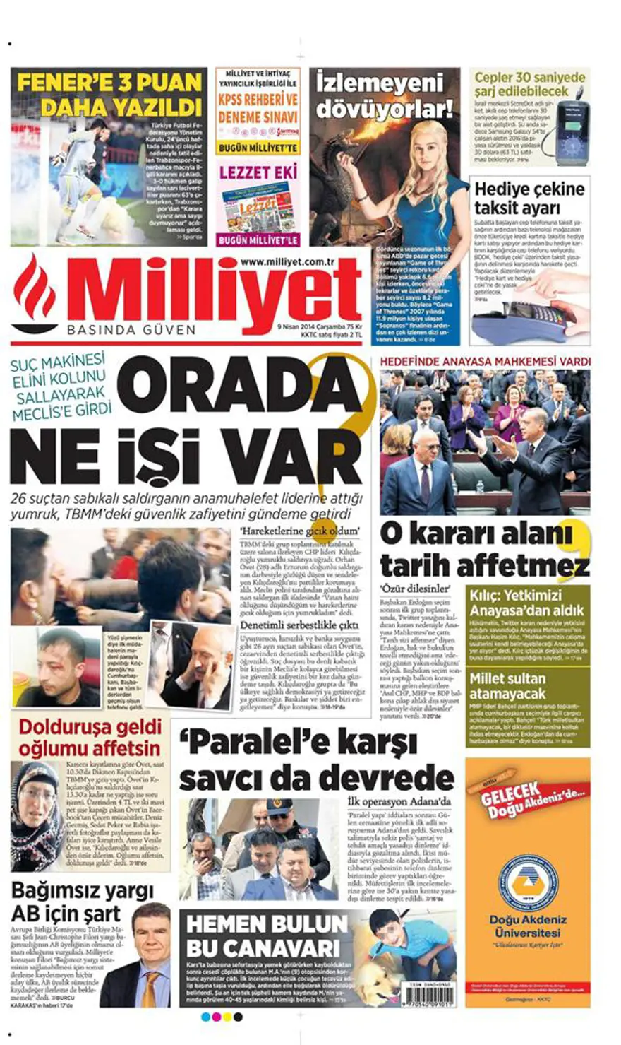Günün gazete manşetleri - 9 Nisan 2014 1