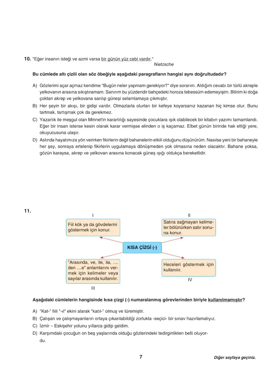 Uğur Okulları LGS-1 sözel deneme sınavı 6