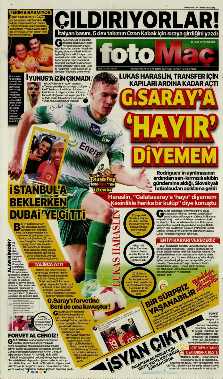 Günün spor manşetleri (14 Ocak 2019) 7