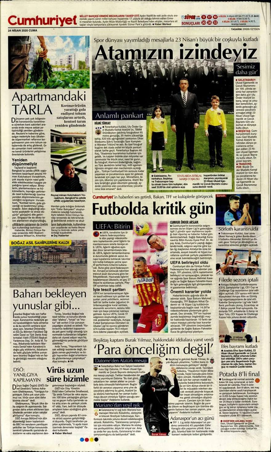 Günün spor manşetleri (24 Nisan 2020) 12