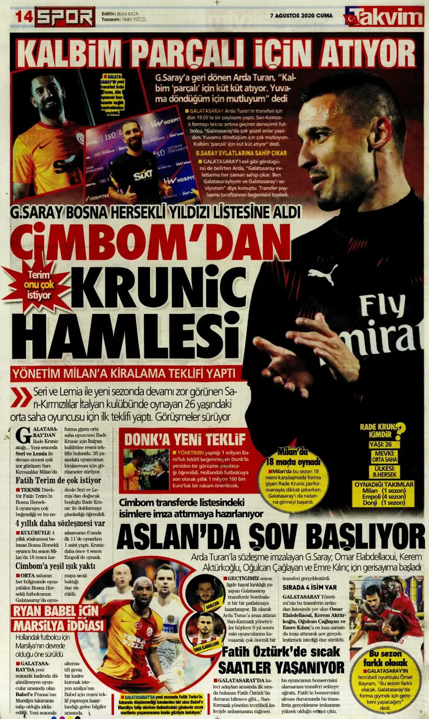 Günün spor manşetleri (07 Ağustos 2020) 11