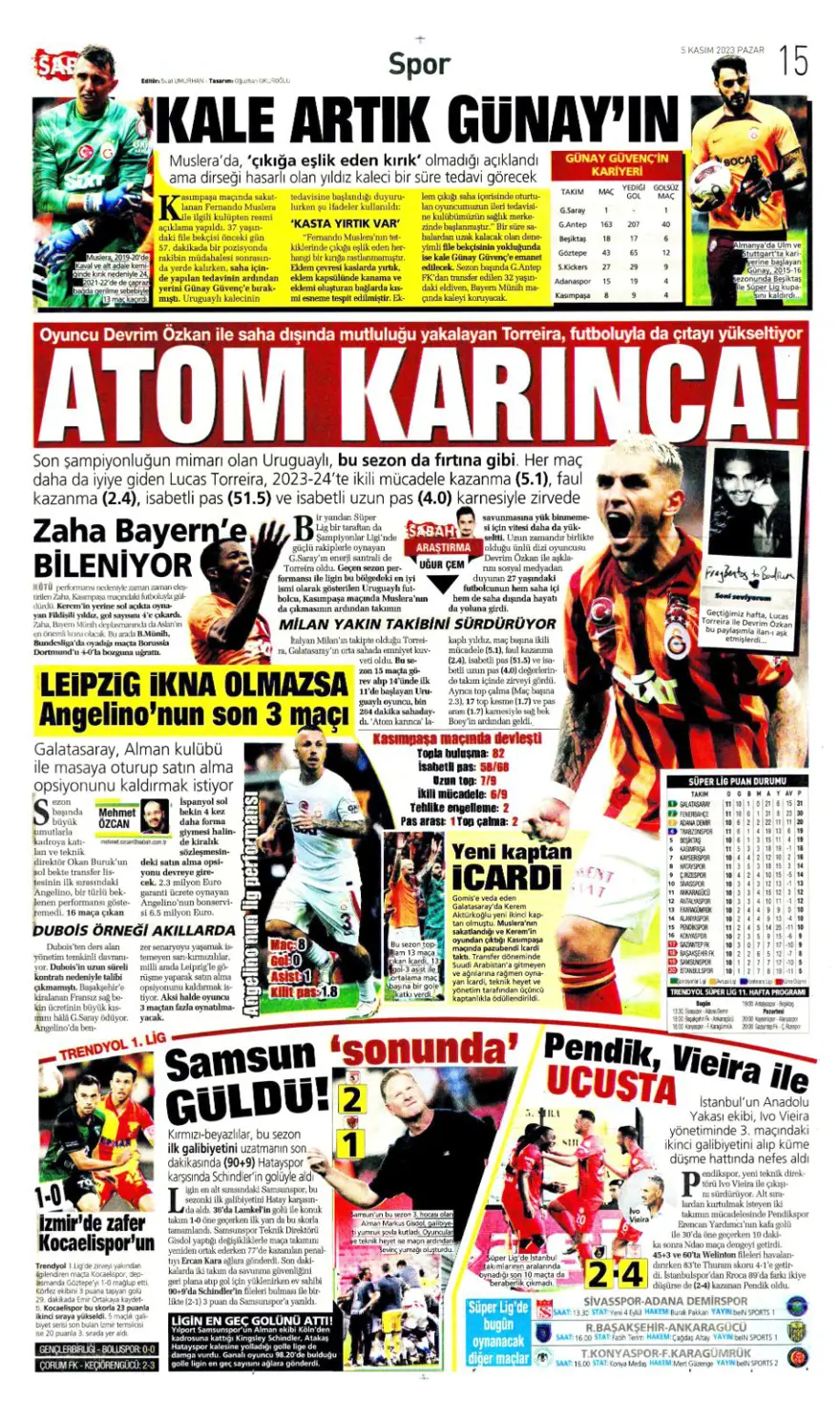 "26 yıllık hasret bitti" (5 Kasım 2023 spor manşetleri) 7