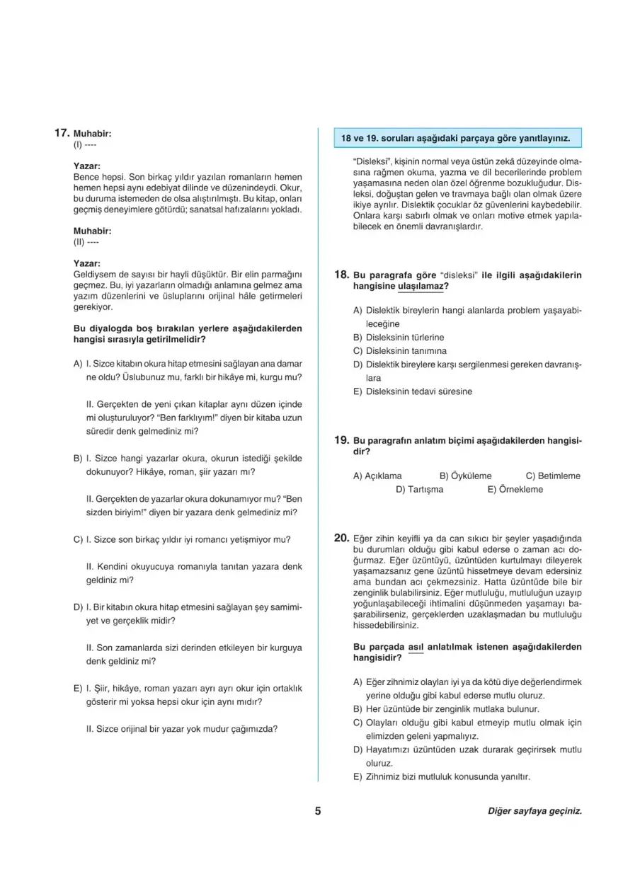 Uğur Okulları TYT -2 deneme sınavı 4