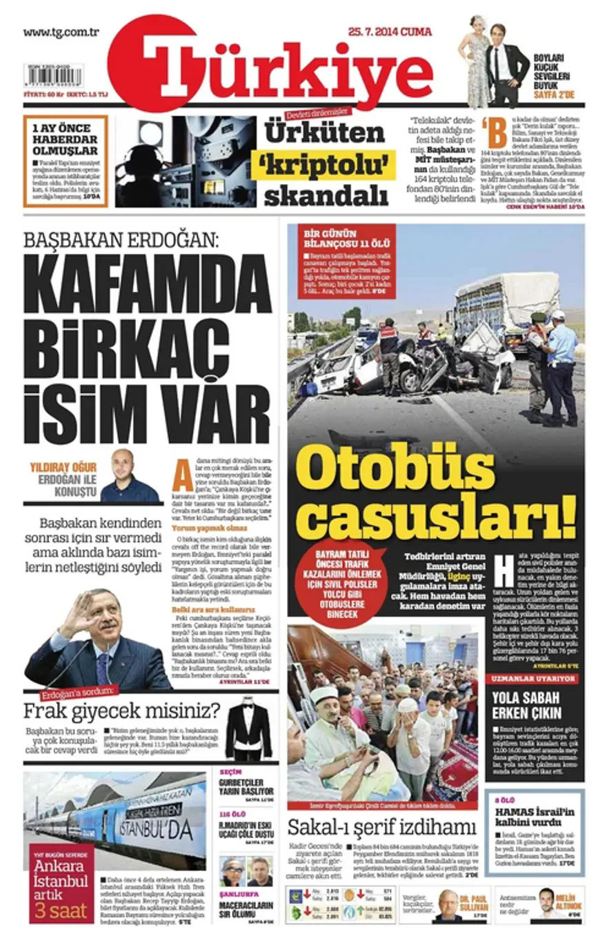 25 Temmuz Gazete manşetleri 1