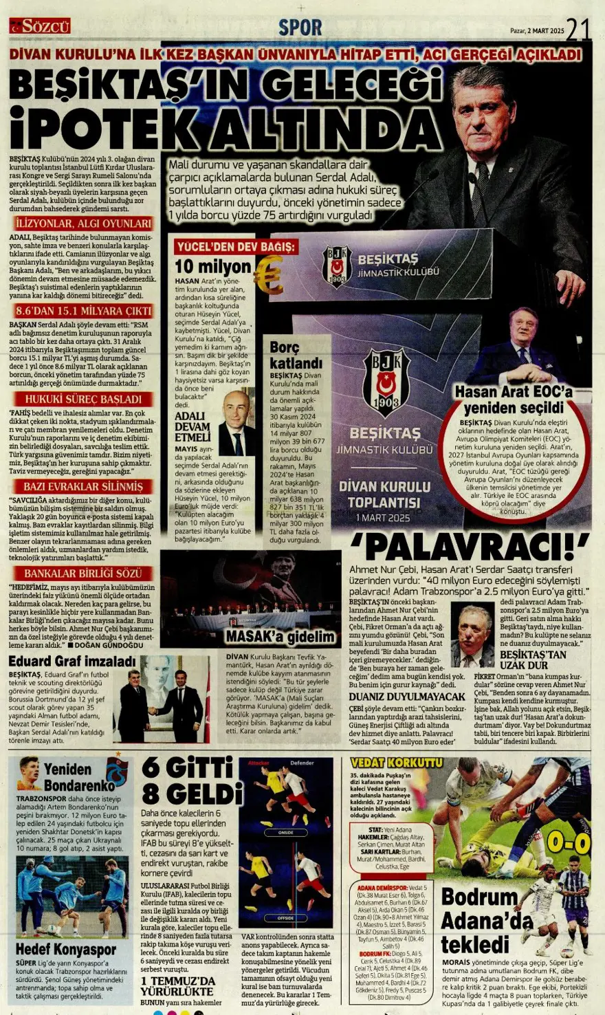 "Süper Lig'de pazar ateşi" (2 Mart 2025 spor manşetleri) 10