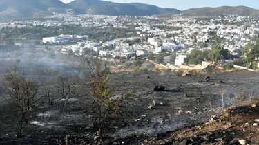 Evler ve otellere yaklaşan yangın korkuttu