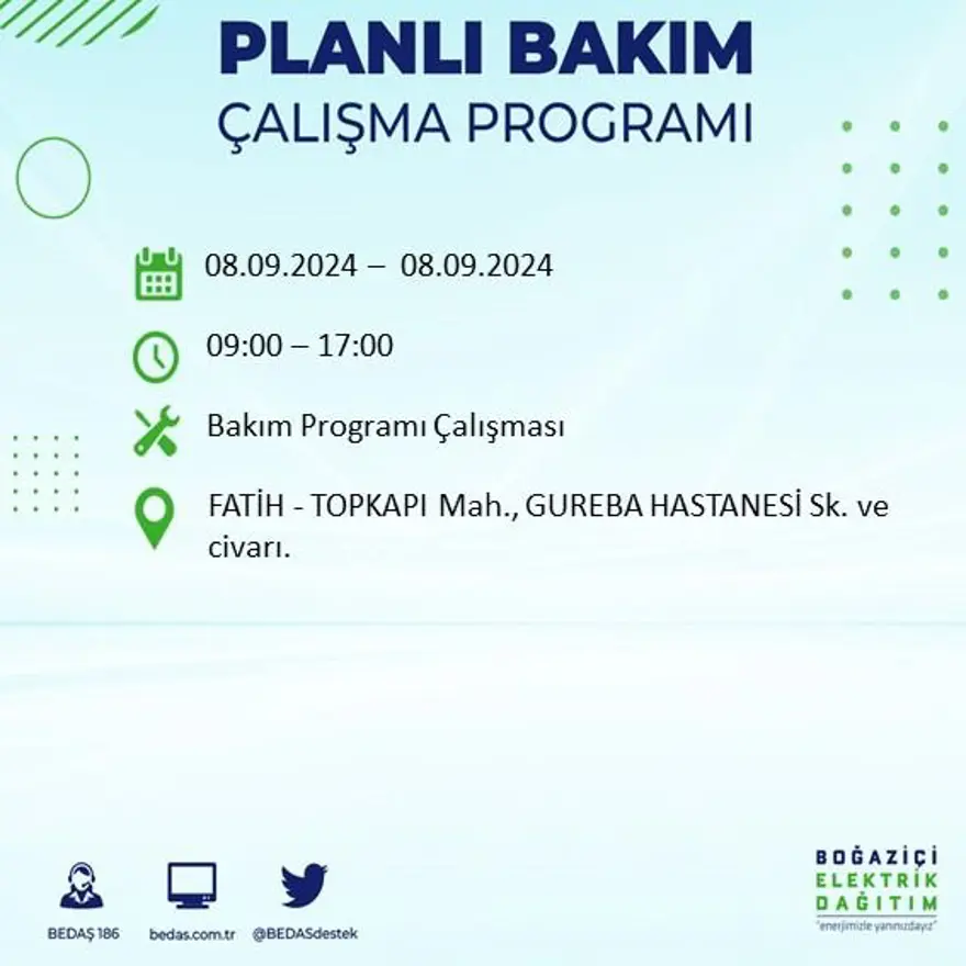 Bu ilçelerde oturanlar dikkat! 8 saat elektrik kesintisi yaşanacak: Elektrikler ne zaman gelecek? (8 Eylül BEDAŞ kesinti programı) 18