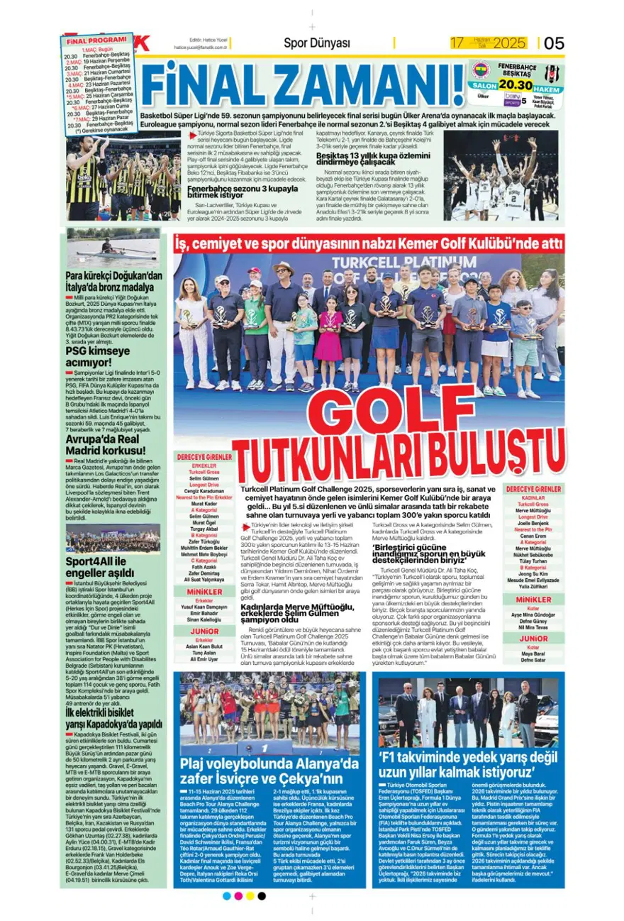 "Çalhanoğlu geri sayımı" (17 Haziran 2025 spor manşetleri) 4