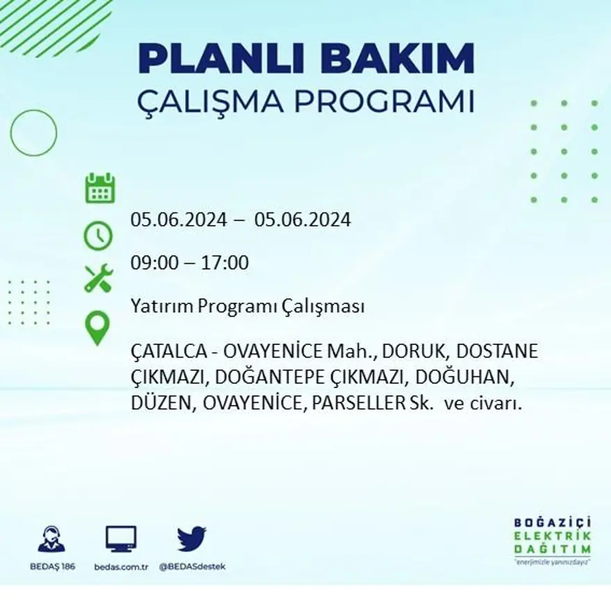 İstanbul'un 19 ilçesinde elektrik kesintisi: Elektrikler ne zaman gelecek? (5 Haziran BEDAŞ kesinti programı) 24 İstanbul'un 19 ilçesinde elektrik kesintisi: Elektrikler ne zaman gelecek? (5 Haziran BEDAŞ kesinti programı) 24