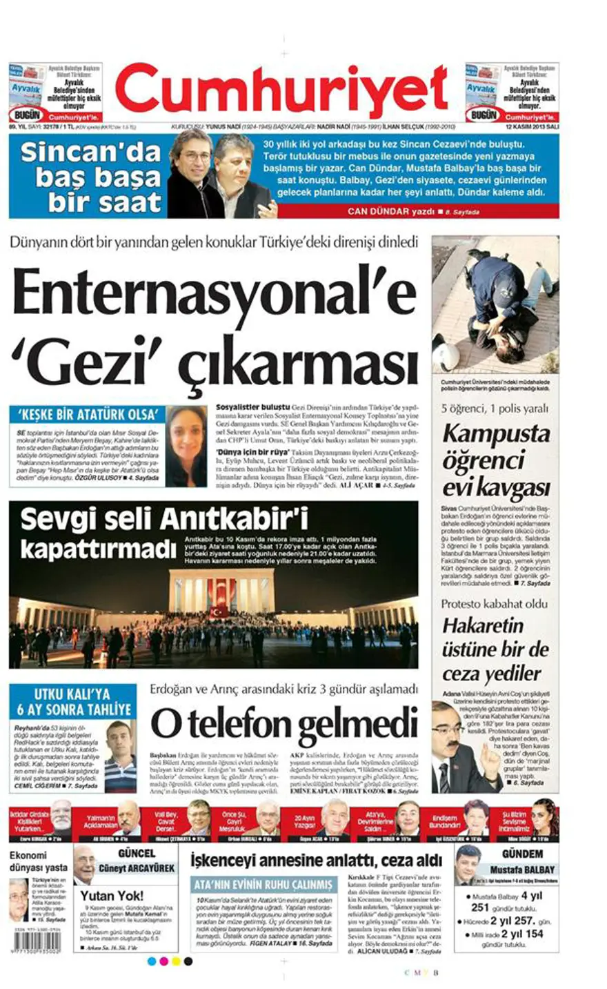 Günün manşetleri - 12 Kasım 2013 12 Günün manşetleri - 12 Kasım 2013 12