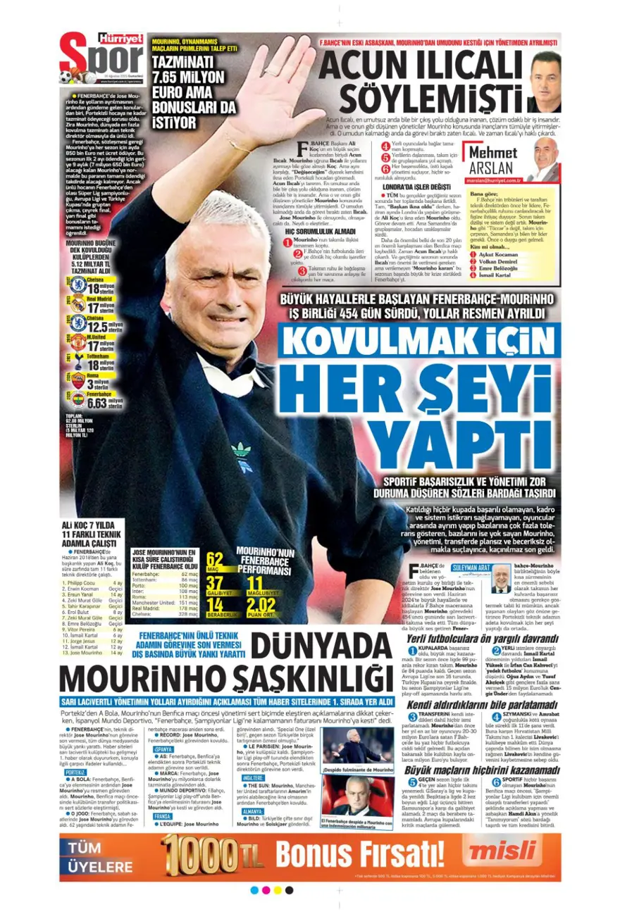 "Beklenen son" (30 Ağustos spor manşetleri) 7