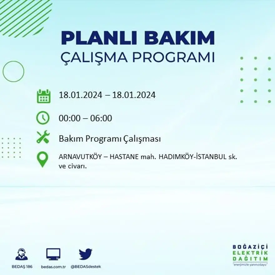 İstanbul'un 17 ilçesinde elektrik kesintisi yaşanacak: Elektrikler ne zaman gelecek? (18 Ocak BEDAŞ kesinti programı) 1