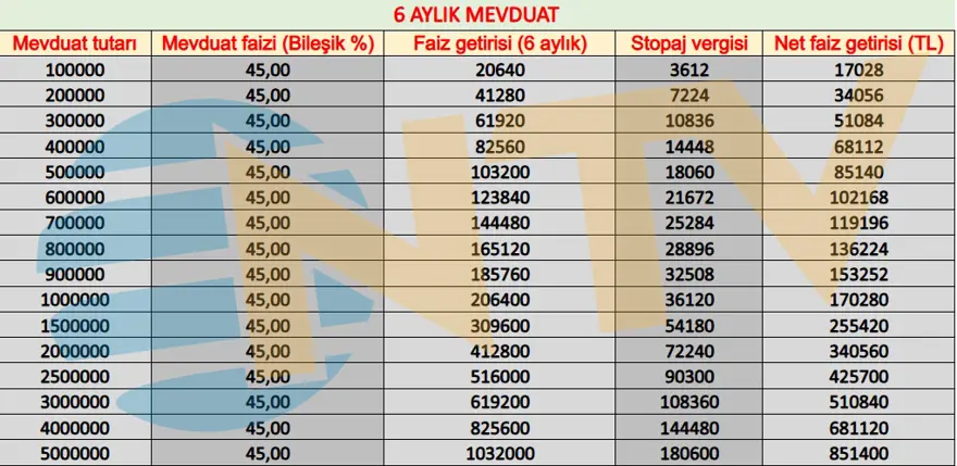 Mevduat faiz oranları yükseliyor. Her ay 32 bin lira faiz imkanı 8