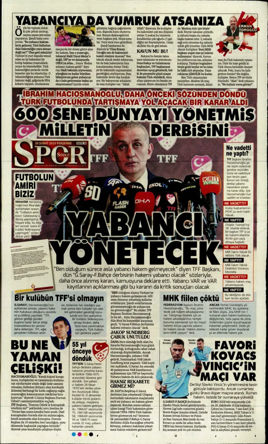 "Fenerbahçe zafer, Aslan destan peşinde" (20 Şubat spor manşetleri) 12