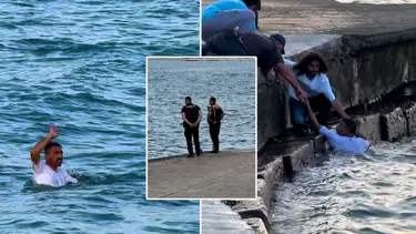 Sahilde ilginç an: Polisten kaçarken denize atladı, uzun süre dönmedi