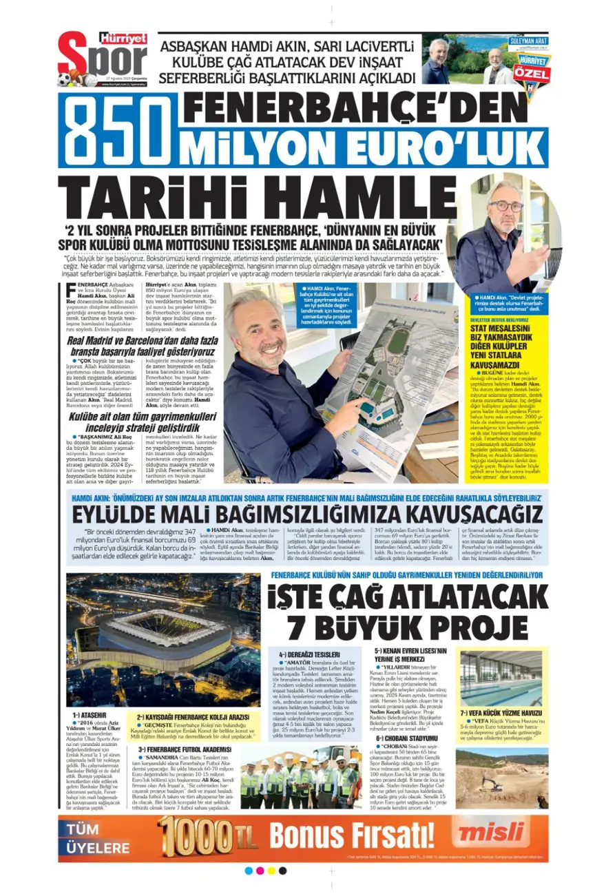 "Bitsin bu hasret" (27 Ağustos spor manşetleri) 6