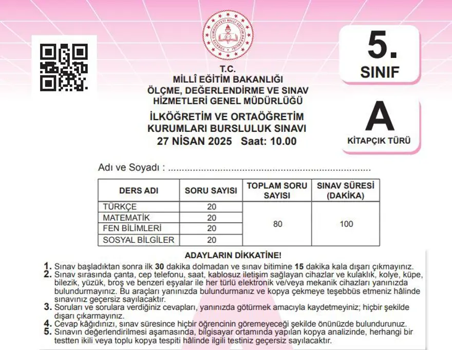 Erişime açıldı: Bursluluk sınavı soruları ve cevapları 2025 sorgulama ekranı: MEB İOKBS 5,6,7.8,9,10 ve 11. sınıf cevap anahtarı 